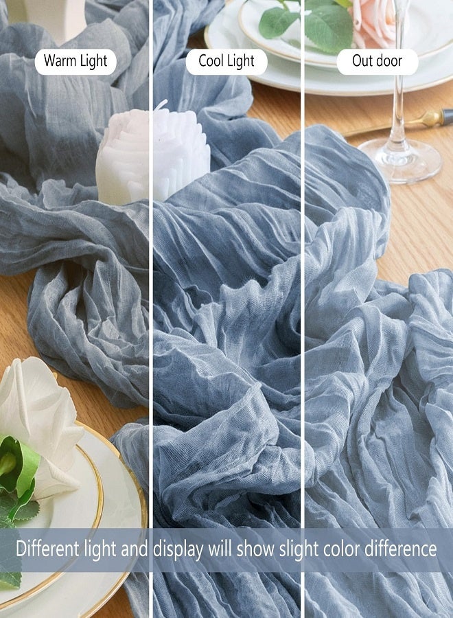 Translucent Blue Table Runner Dining Tablecloth for Wedding Party Holiday Table Decoration 90*300CM  - Image 5