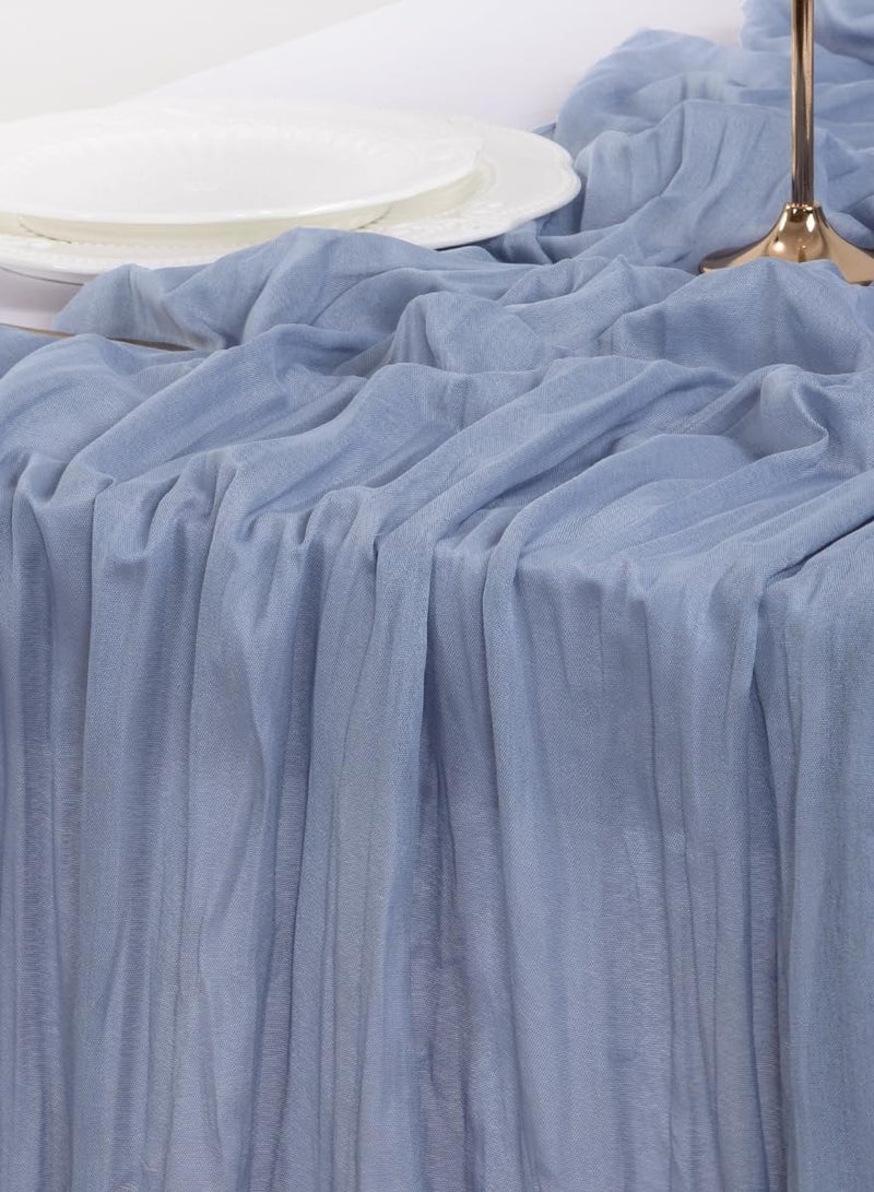 Translucent Blue Table Runner Dining Tablecloth for Wedding Party Holiday Table Decoration 90*300CM  - Image 3