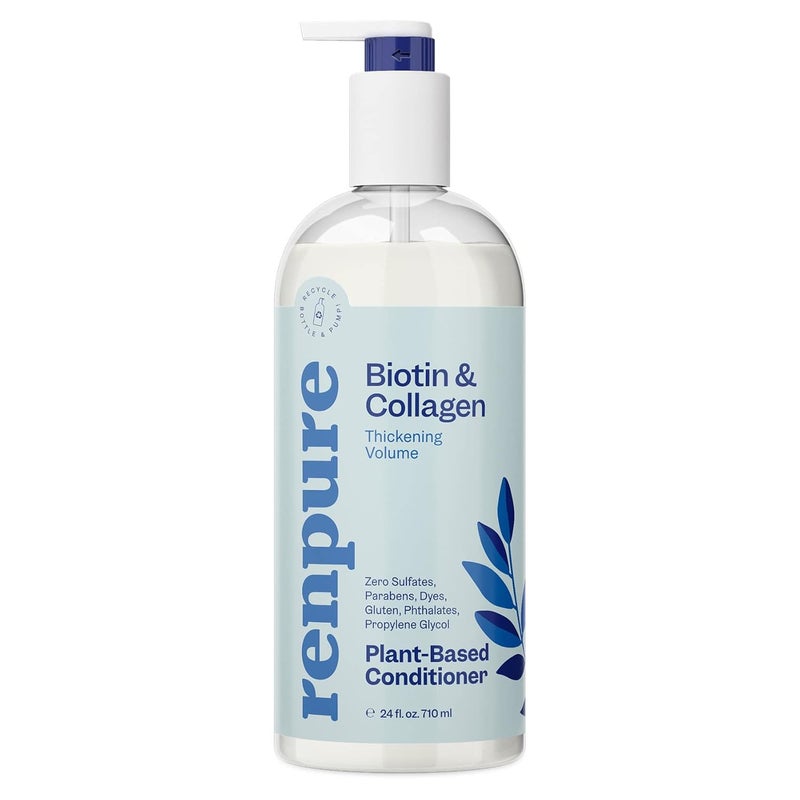 Renpure Plant Based Biotin and Collagen Thickening Volume Conditioner  Leaves Hair Looking Luscious  Gentle Formula  Dye Cruelty and Paraben Free  Recyclable Pump Bottle Design  24 fl oz