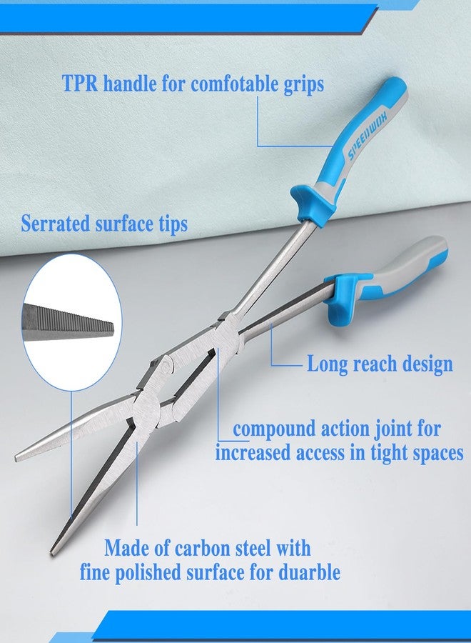 SPEEDWOX 13 Inch X-Type Long Nose Pliers - Double-Joint, Extended Reach, Dual Material, Extra Long Needle Nose Pliers - Image 2
