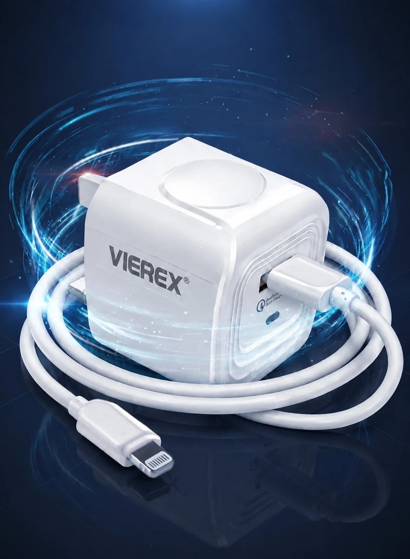 Vierex 18W Quick Charger Travel Companion Charger Includes USB-C to Lightning Cable for Apple 14/13/12/11 - Image 1