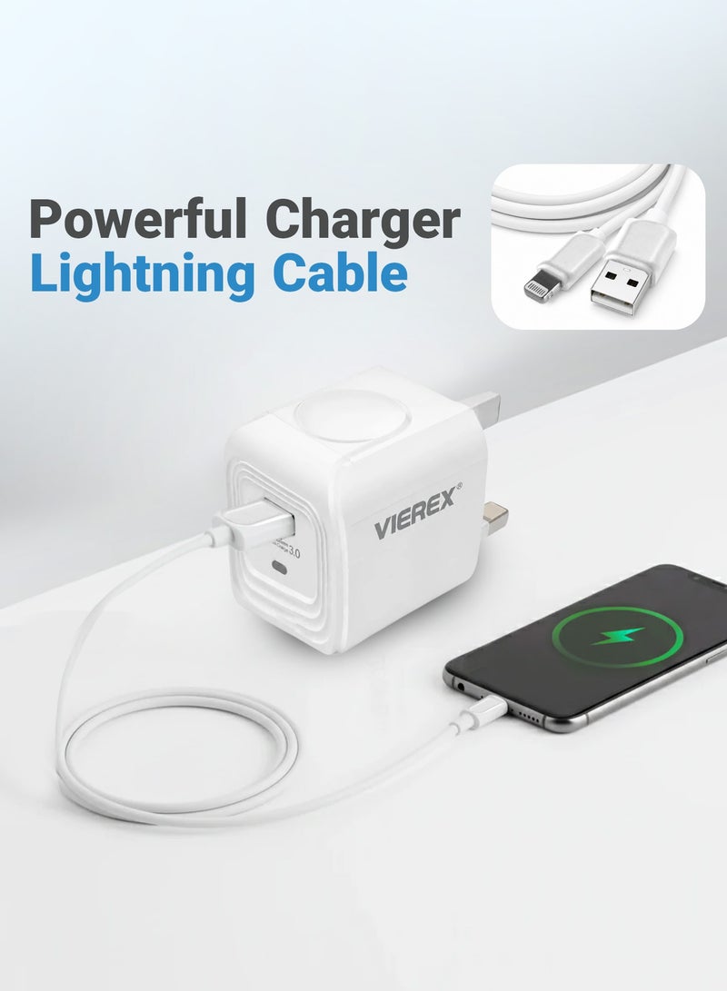 Vierex 18W Quick Charger Travel Companion Charger Includes USB-C to Lightning Cable for Apple 14/13/12/11 - Image 2