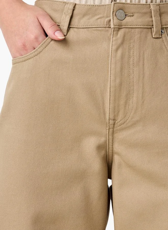 Splash FAV BEIGE Wide Leg High Rise Jeans Cropped Cotton for Women | Best Price UAE