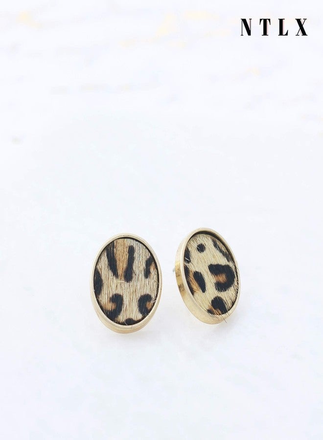 NTLX Animal Print Stud Earrings for Women - Leopard, Jaguar, Zebra, Snakeskin - Genuine Leather - Round, Oval, Teardrop - Fashion Statement Earrings - Gift Box Included (Round - Leopard) - Image 4