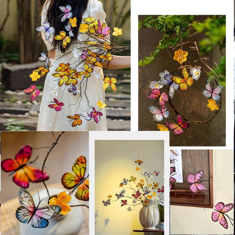 TaTalife Artificial Butterfly Branche, Simulation Branch Stems with Fake Butterfly Floral Arrangement for Vase Filling Home Office Party Decoration (Colour Mixture) - Image 3