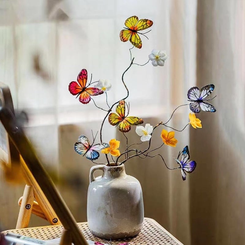 TaTalife Artificial Butterfly Branche, Simulation Branch Stems with Fake Butterfly Floral Arrangement for Vase Filling Home Office Party Decoration (Colour Mixture) - Image 1