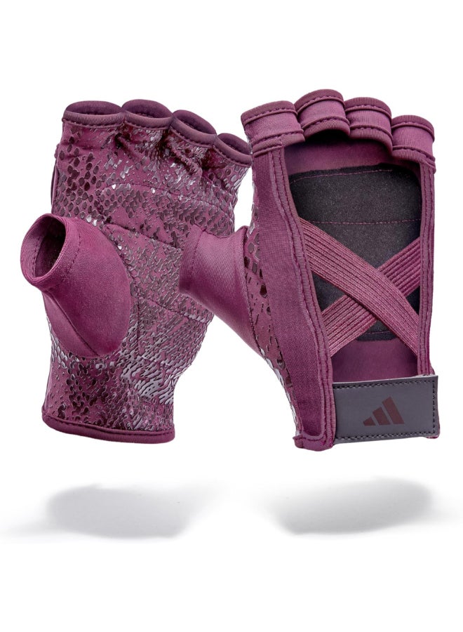 اديداس قفازات نسائية للتمارين الرياضية مفتوحة من الأعلى قرمزي صغير ADGB-15021 - Image 1