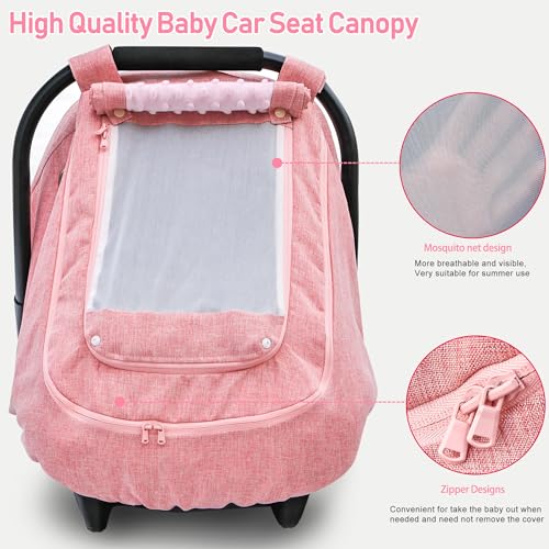 YVMVDV Waterproof Baby Car Seat Cover，YVMVDV Patented Pink Cold Weather Carseat Cover for Babies,Infant Car Seat Cover Canopy for Girls, Windproof Car Seat Canopy for Girls, Keeps Babies Warm and Cozy - Image 4