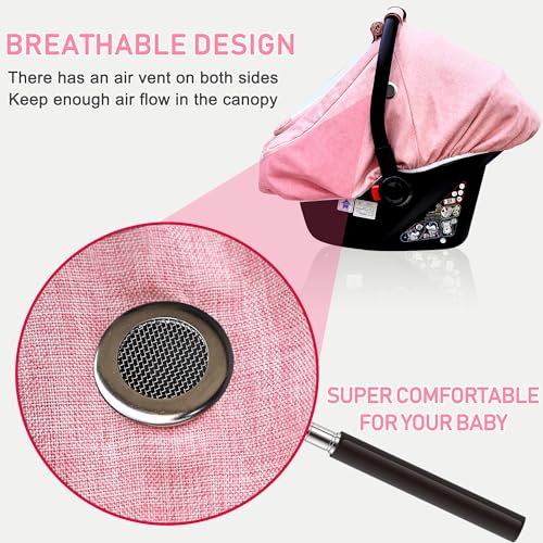 YVMVDV Waterproof Baby Car Seat Cover，YVMVDV Patented Pink Cold Weather Carseat Cover for Babies,Infant Car Seat Cover Canopy for Girls, Windproof Car Seat Canopy for Girls, Keeps Babies Warm and Cozy - Image 3