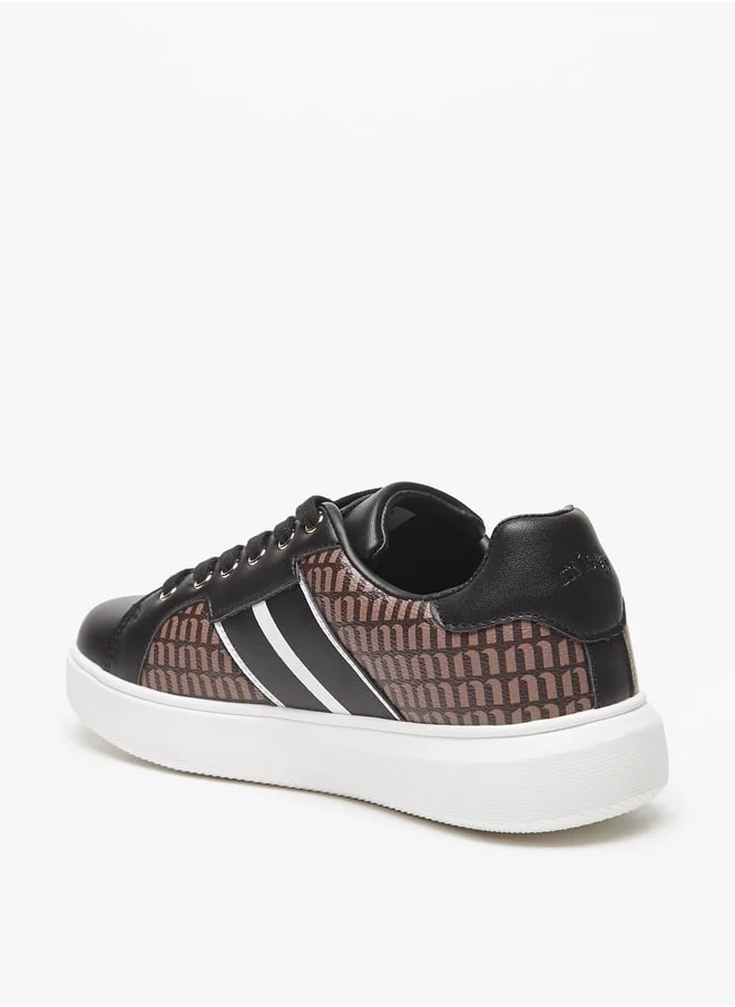 MISSY Women's Monogram Print Sneakers with Lace-Up Closure