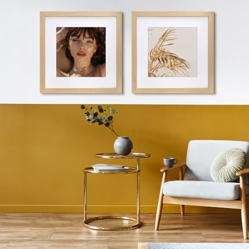 VNVNK 17x17 Frame Natural Wood Color, Perfect for 17x17 Inch Picture without Mat or 13x13 Inch Picture with Mat, Home Wall Decor Picture Frame-1 PCS - Image 3