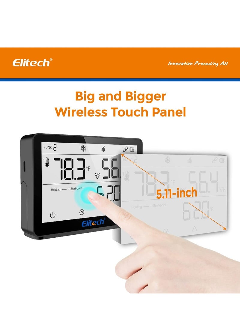 Elitech Elitech Temperature Humidity Controller Split-Style Backlight Touchscreen 3-Stage Outlet APP Control Timer Pre-Wired Thermostat for Reptile Homebrew Seed with 2 Sensors STC-1100M 110V 15A 1725W  - Image 2
