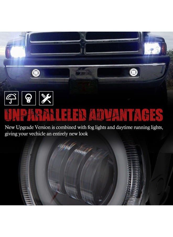 BUNKER INDUST Dodge Ram LED Fog Lights with Daytime Running Lights Set,1 Pair Clear Lens Fog Lamps Replacement for 1994 1995 1996 1997 1998 1999 2000 2001 2002 Dodge Ram 1500 2500 3500 - Image 4