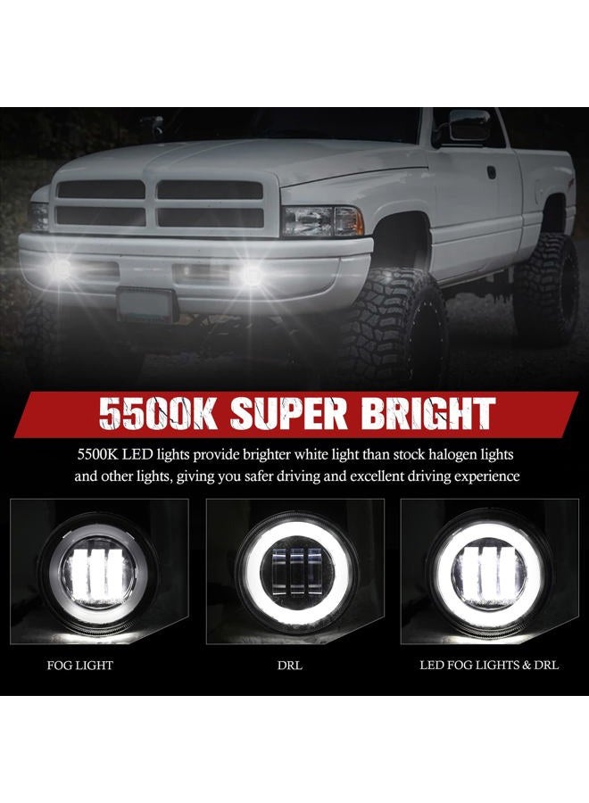 BUNKER INDUST Dodge Ram LED Fog Lights with Daytime Running Lights Set,1 Pair Clear Lens Fog Lamps Replacement for 1994 1995 1996 1997 1998 1999 2000 2001 2002 Dodge Ram 1500 2500 3500 - Image 3