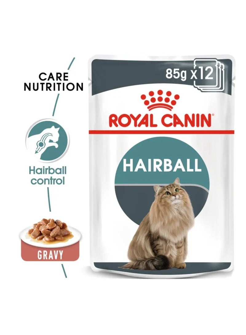 رويال كانين ROYAL CANIN FELINE CARE NUTRITION HAIRBALL GRAVY WET FOOD 12 X 85G - Image 3