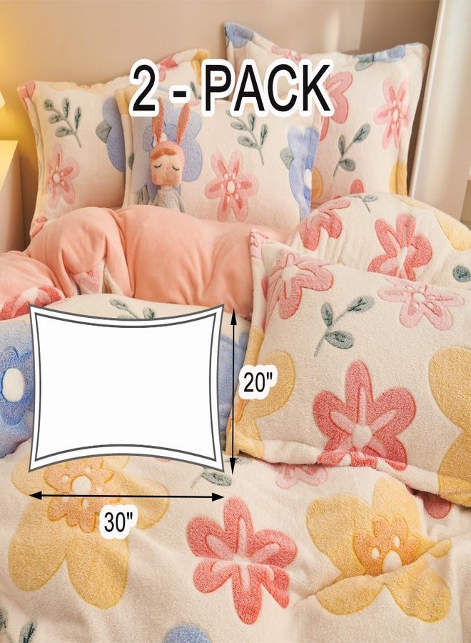 LMONMOO Pink Floral Kids Pillowcases, 2 Packs Fluffy Pillow Covers with Zipper Super Soft Kawaii Pillow Cases for Girls Boys Teens(Flower,Standard Size) - Image 2