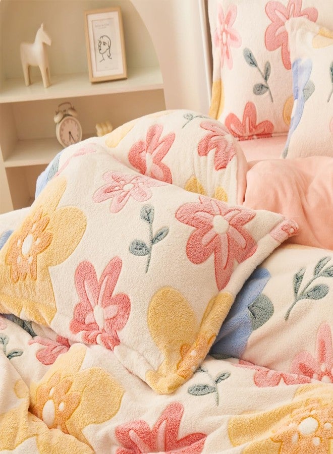 LMONMOO Pink Floral Kids Pillowcases, 2 Packs Fluffy Pillow Covers with Zipper Super Soft Kawaii Pillow Cases for Girls Boys Teens(Flower,Standard Size) - Image 5