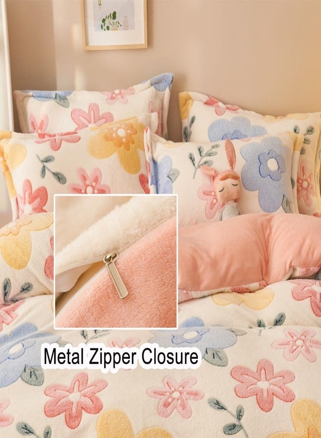LMONMOO Pink Floral Kids Pillowcases, 2 Packs Fluffy Pillow Covers with Zipper Super Soft Kawaii Pillow Cases for Girls Boys Teens(Flower,Standard Size) - Image 3