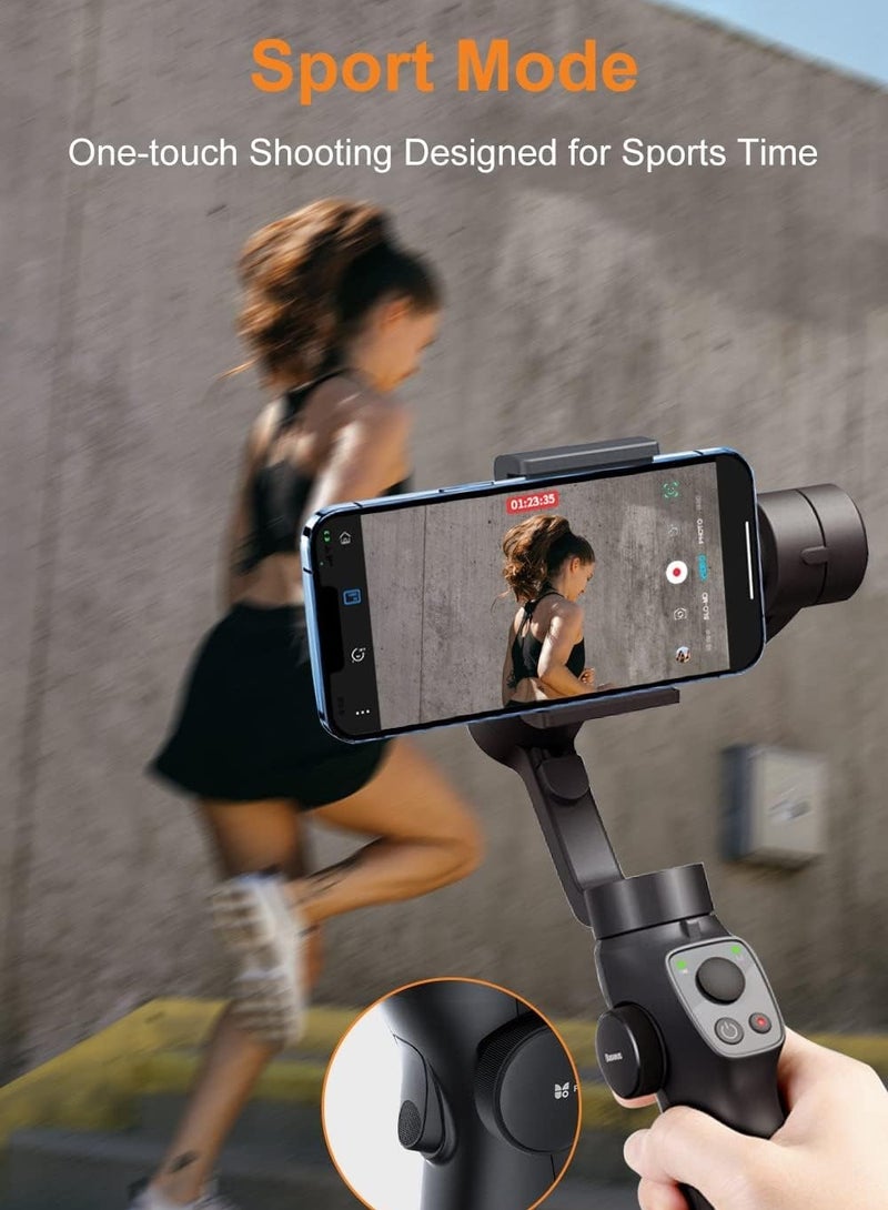 Excefore 3-Axis Gimbal Stabilizer for Smartphone, Upgraded Face Tracking Focus Wheel Foldable Gimbal with Focus Wheel, Phone Stabilizer for Video Recording Vlog - Capture 2s Combo - Image 4