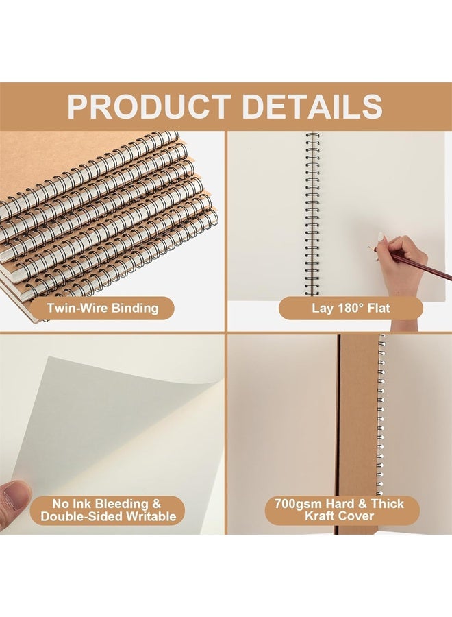 DUNISO 2Pcs Sketchbook, A4 Spiral Bound Drawing Pad, Drawing book with Thick and Smooth Paper, Blank Kraft Cover Spiral Notebook Small Sketch Pad for Sketching, Drawing, Doodling, 60 Pages - Image 2