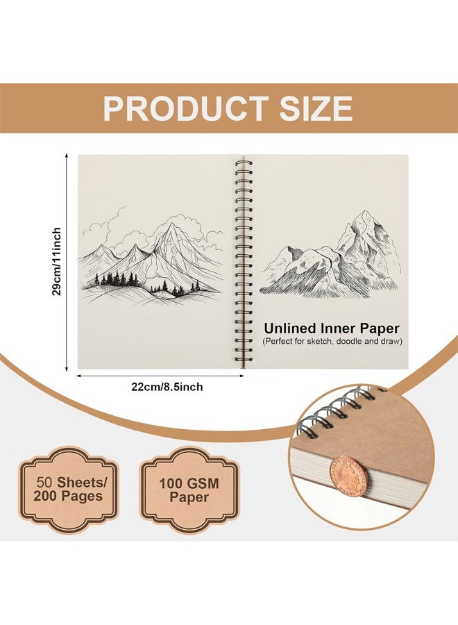 DUNISO 2Pcs Sketchbook, A4 Spiral Bound Drawing Pad, Drawing book with Thick and Smooth Paper, Blank Kraft Cover Spiral Notebook Small Sketch Pad for Sketching, Drawing, Doodling, 60 Pages - Image 4