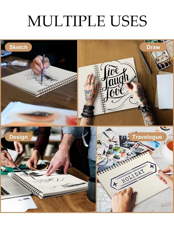 DUNISO 2Pcs Sketchbook, A4 Spiral Bound Drawing Pad, Drawing book with Thick and Smooth Paper, Blank Kraft Cover Spiral Notebook Small Sketch Pad for Sketching, Drawing, Doodling, 60 Pages - Image 3