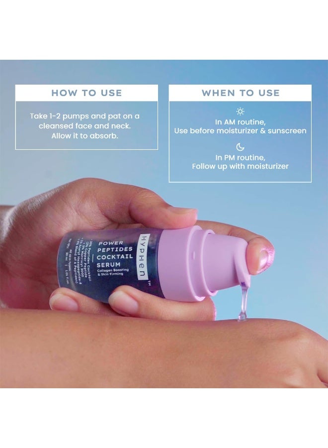 Hyphen 10% Power Peptide & 2% Copper Peptide Serum| Advanced Anti-Aging Formula | Reduces Fine Lines & Wrinkles | Glowing Skin | Face Serum For Men & Women | All Skin Types - 30ml - Image 3