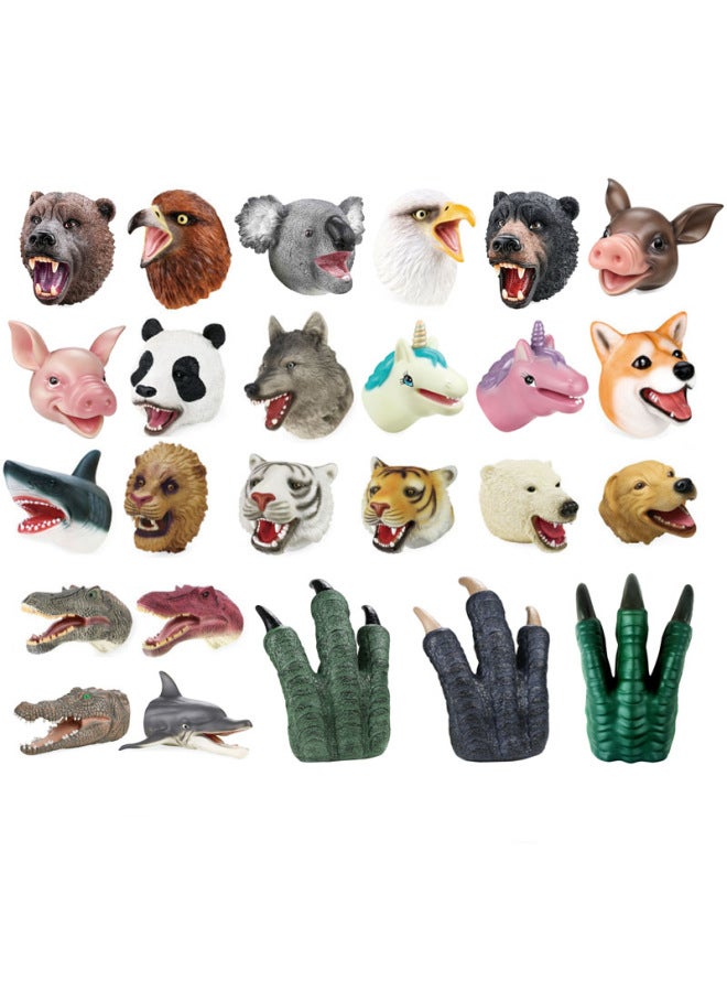 Shark Gloves Simulation Soft Rubber Animal Puppet Head Toy 3-6 Years Old Parent-child Interactive Popular Science Teaching Props Doll-Color:Wolf (140g)  - Image 2