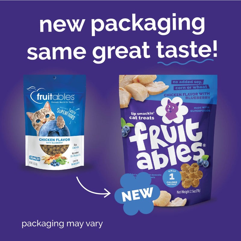 Fruitables Cat Treats Crunchy Cat Treats Packed with Protein Healthy Low Calorie Free of Wheat, Corn and Soy Made with Real Chicken and Blueberry 30 Ounces - Image 2
