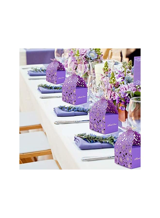 The Bros 50Pcs/Set Flower Butterfly Hollow Candy Box, Cookie Gift Boxes Butterfly Party Decoration, for Wedding Bridal Birthday Party Supplies (Purple) - Image 3
