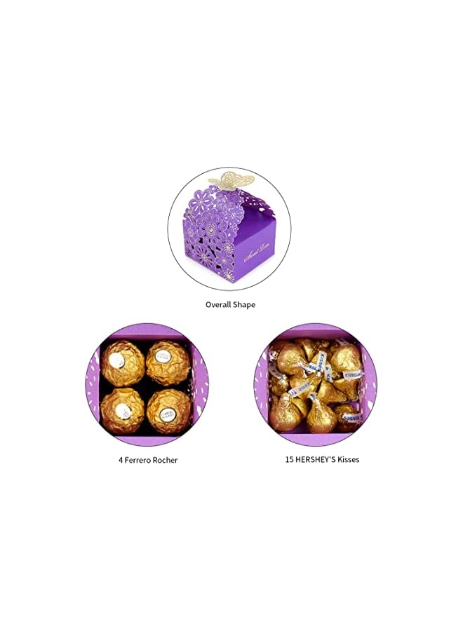 The Bros 50Pcs/Set Flower Butterfly Hollow Candy Box, Cookie Gift Boxes Butterfly Party Decoration, for Wedding Bridal Birthday Party Supplies (Purple) - Image 4