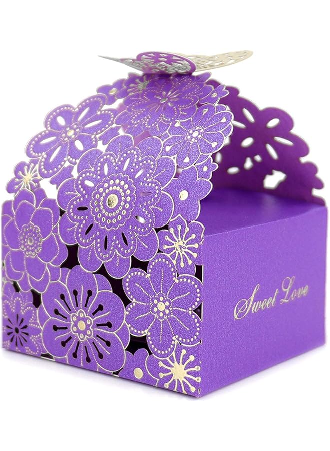 The Bros 50Pcs/Set Flower Butterfly Hollow Candy Box, Cookie Gift Boxes Butterfly Party Decoration, for Wedding Bridal Birthday Party Supplies (Purple) - Image 1