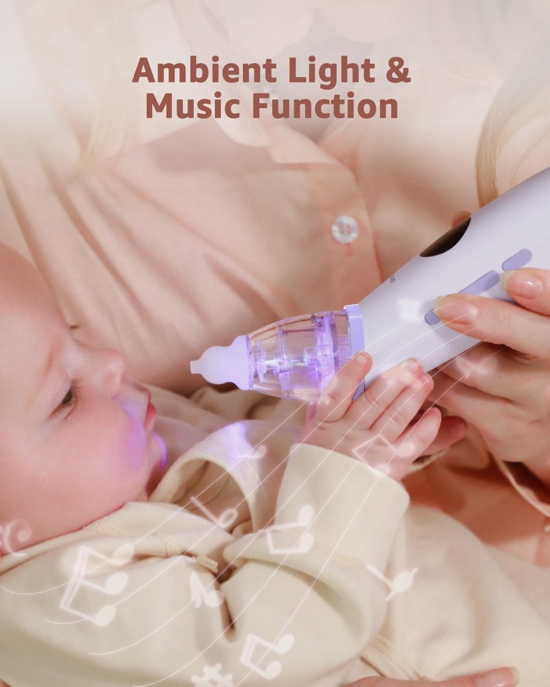 GROWNSY GROWNSY Nasal Aspirator for Baby | Baby Nose Sucker | Electric Nose Suction for Toddler, Ergonomic Booger Sucker with 3 Silicone Tips, Music & Light Soothing Function (Purple)  - Image 3