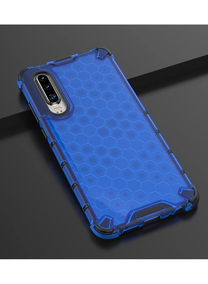 Case Cover Honeycomb Case Shockproof Camera Protection Cover Compatible with  Huawei P30 (Blue) - Image 3