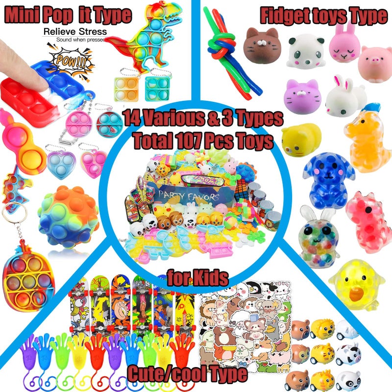Leeche Premium Pop Party Favors Toys for kids,107PCS Prize Box Toys for All Ages kids,Birthday Party, School Classroom Rewards, Carnival Prizes, Pinata Fillers, Treasure Chest, Goody Bag Fillers - Image 2