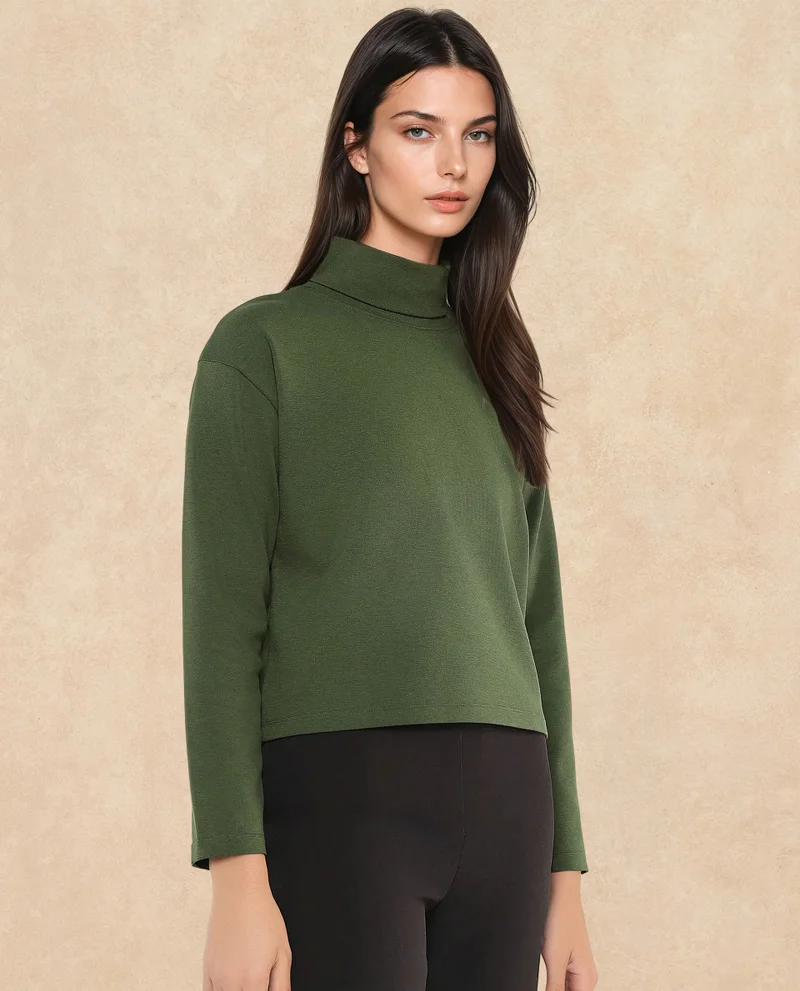 Rareism Women's High Neck Full Sleeve Top