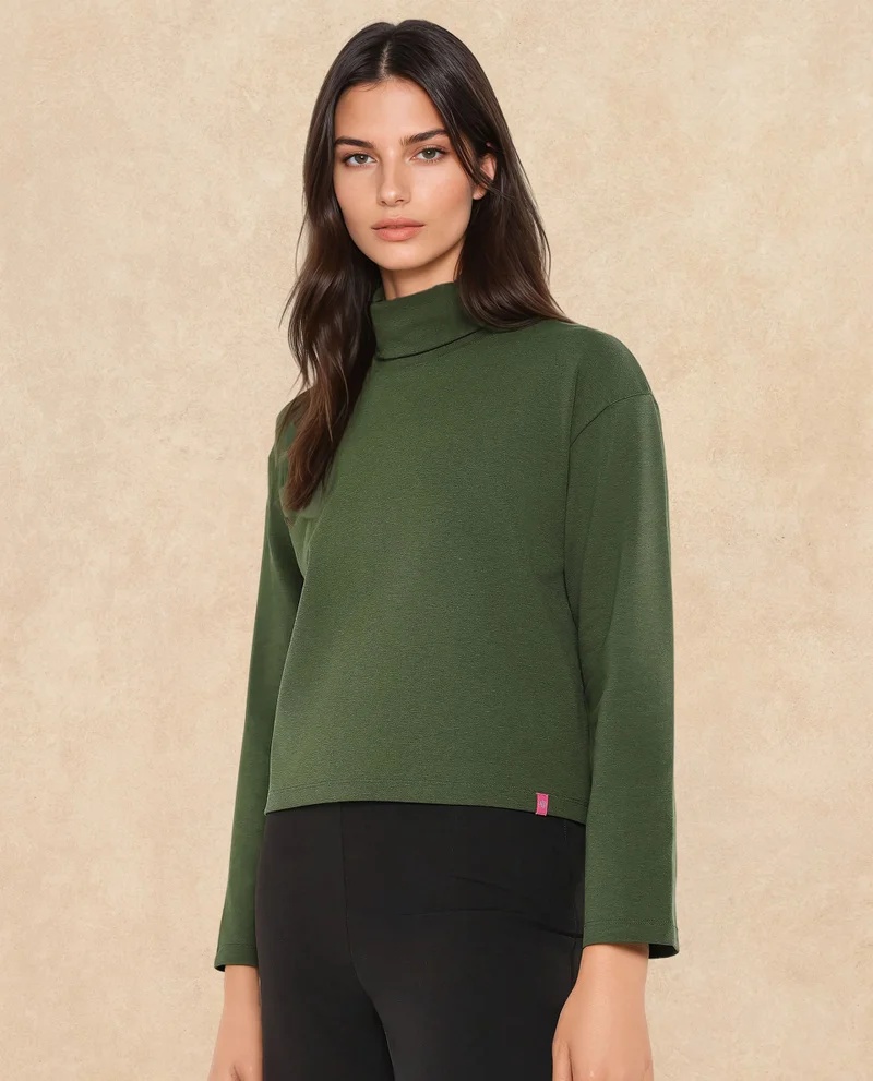 Rareism Women's High Neck Full Sleeve Top