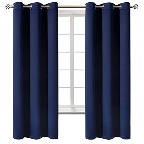 BGment Blackout Curtains for Bedroom 63 Inches Long - Navy Blue Room Darkening Thermal Insulated Sunlight Blocking Grommet Window Drapes for Kids Boys Room, Set of 2 Panels, 42 x 63 Inch - Image 1