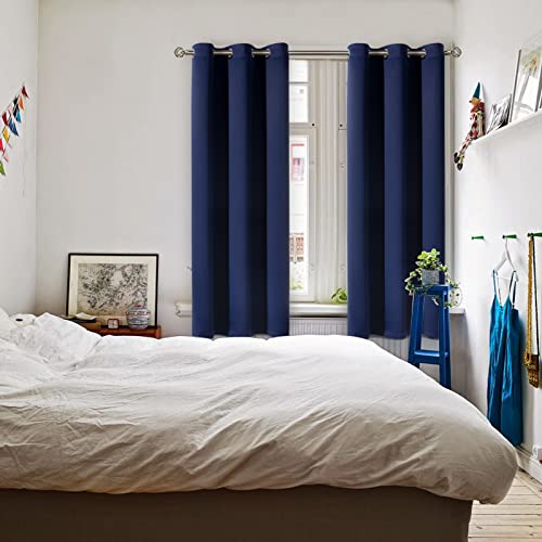 BGment Blackout Curtains for Bedroom 63 Inches Long - Navy Blue Room Darkening Thermal Insulated Sunlight Blocking Grommet Window Drapes for Kids Boys Room, Set of 2 Panels, 42 x 63 Inch - Image 2