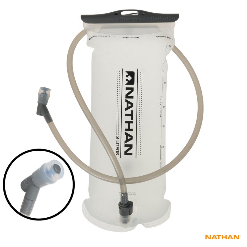 Nathan Intensity Hydration Running Vest with 2 Liter Bladder Included. Back Pack with Drinking Bite Valve - Smartphone Compatible Pocket for Storing Essentials, OSFM, Black - Image 3