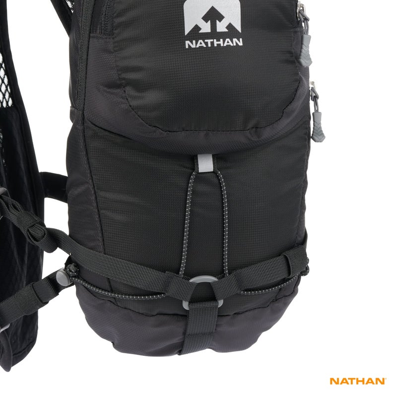 Nathan Intensity Hydration Running Vest with 2 Liter Bladder Included. Back Pack with Drinking Bite Valve - Smartphone Compatible Pocket for Storing Essentials, OSFM, Black - Image 5