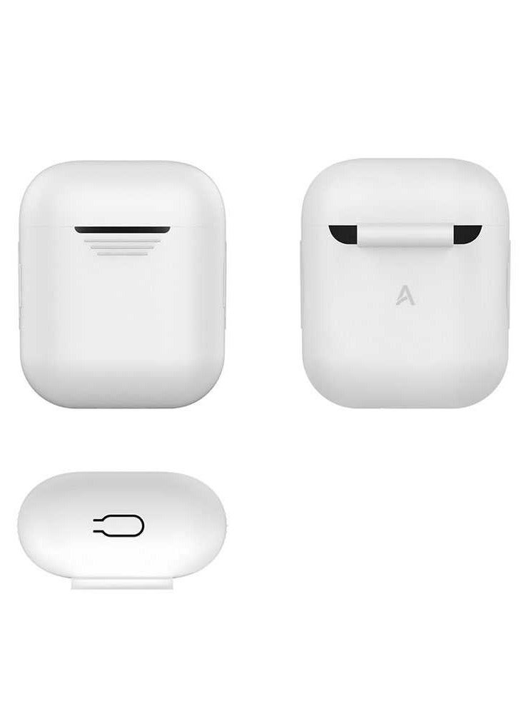 LEVELO Premium Silicone Case Compatible for AirPods 1/2 Generation / Scratch Resistant / Drop Resistant / Dustproof and Absorbing Protective Cover - White - Image 4