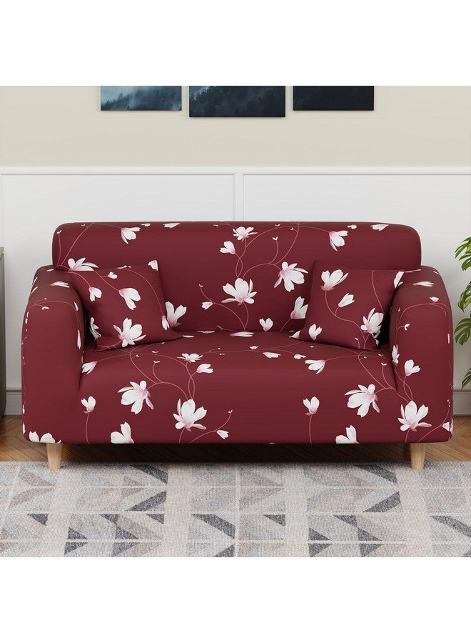 لوكزر غطاء أريكة Lukzer Universal بمقعدين مع كيس وسادة واحد، 140 جرام لكل متر مربع، غطاء مرن كبير لحماية الأريكة قابل للتمدد (تصميم زهرة كستنائية/140-180 سم) SC-009-02 - Image 2