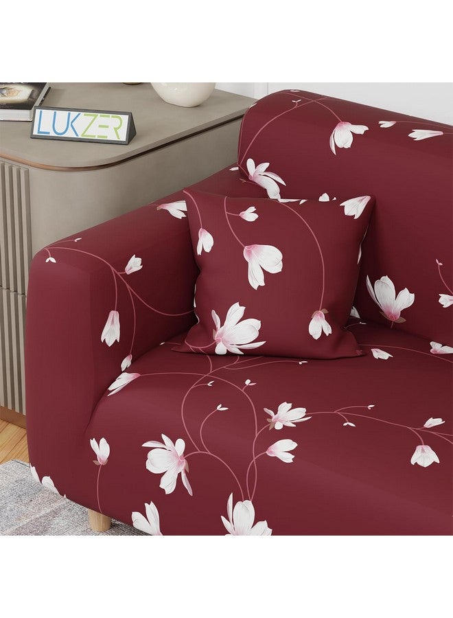 لوكزر غطاء أريكة Lukzer Universal بمقعدين مع كيس وسادة واحد، 140 جرام لكل متر مربع، غطاء مرن كبير لحماية الأريكة قابل للتمدد (تصميم زهرة كستنائية/140-180 سم) SC-009-02 - Image 4
