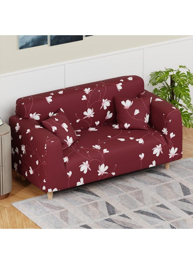 لوكزر غطاء أريكة Lukzer Universal بمقعدين مع كيس وسادة واحد، 140 جرام لكل متر مربع، غطاء مرن كبير لحماية الأريكة قابل للتمدد (تصميم زهرة كستنائية/140-180 سم) SC-009-02 - Image 3