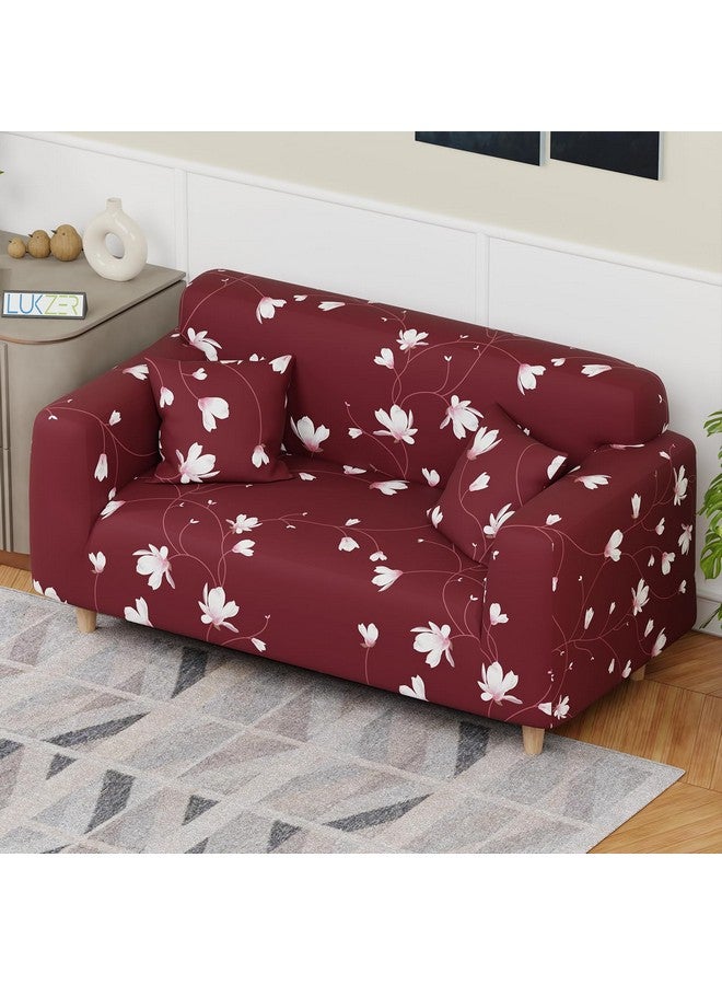 لوكزر غطاء أريكة Lukzer Universal بمقعدين مع كيس وسادة واحد، 140 جرام لكل متر مربع، غطاء مرن كبير لحماية الأريكة قابل للتمدد (تصميم زهرة كستنائية/140-180 سم) SC-009-02 - Image 1