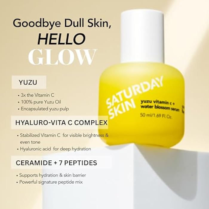 saturday skin Vitamin C Serum For Face From Yuzu - Brightening Formula With Hyaluronic Acid 7 Peptide Mix And Niacinamide, Deeply Hydrate, Improve Uneven Skin Texture, Vegan, Korean Skin Care (50 ml) - Image 2