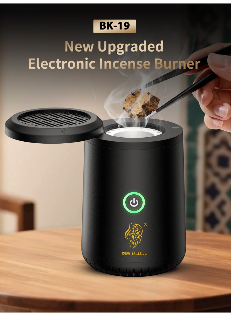 Oud Bukhoor New Upgraded Electric Bakhoor Incense Burner – Metal Body with Rotary Cover, Type-C Rechargeable, Fast-Heating Charcoal-Free Oud Burner for Home & Car - Image 1