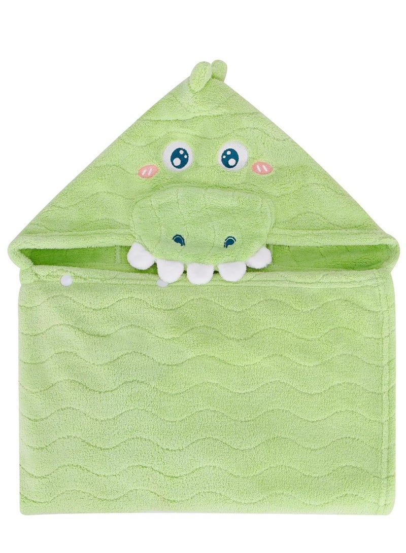 عام مناشف بغطاء للرأس للأطفال، منشفة بغطاء للرأس قابلة للحمل عضوية 100% للأولاد والبنات، منشفة بغطاء للرأس للأطفال الصغار (أخضر) - Image 3