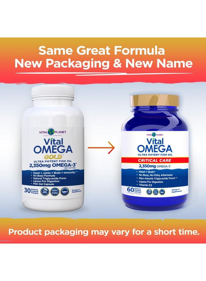 Vital Planet - Vital Omega 3 Fish Oil Critical Care Supplement with 2350mg of High Potency Wild Caught Omega 3 Fatty Acid Supplements EPA DHA and DPA for Heart Health 60 Softgels (Packaging May Vary) - Image 3